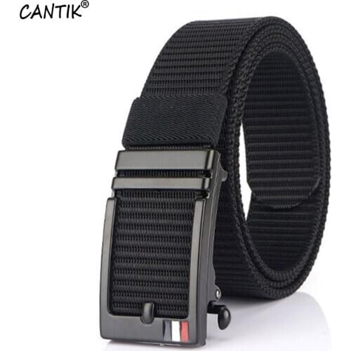 CANTIK Unique GEOMETRIC Fake Pin Automatic Buckle Belt Quality Nylon & Canvas Material Belt Men Accessories Freeshipping CBCA292