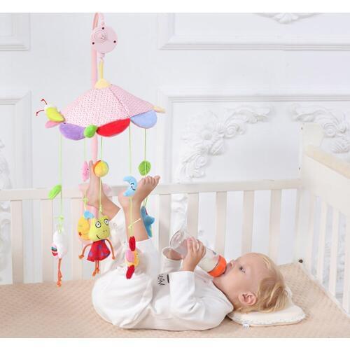 Infant Bedding Bell Kids Toy Crib Cycle Music Bell Children Early Education Imagination Kawaii Plush Cartoon Mobile Crib Bell