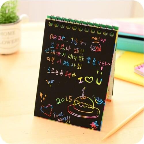 DL H302 creative Mini scratch color DIY coil book with the pen graffiti creative blank Sketchbook Stationery office supplies for