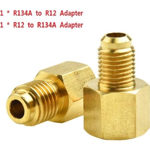 2 Pcs R12 To R134a R134a To R12 Adapter Kit 1/4'' Female Flare 1/2 Acme Male For Car Cooler Accessories