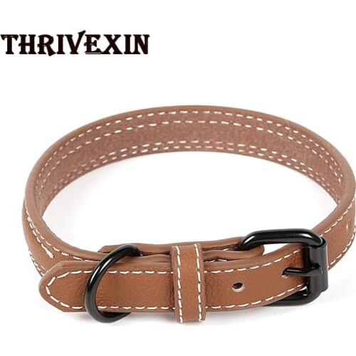 Leather Dog Collar Heavy Duty Dog Collar Genuine Leather Alloy Hardware Double D-Ring Best for Small Medium Dogs
