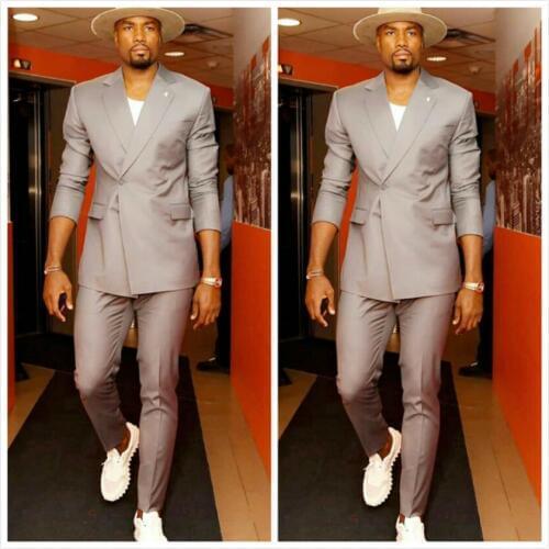 Handsome Men Tuxedo Groom Suits Peaked Lapel Slim Fit One Button Business Prom Party Blazer Jacket (Jacket+Pants)