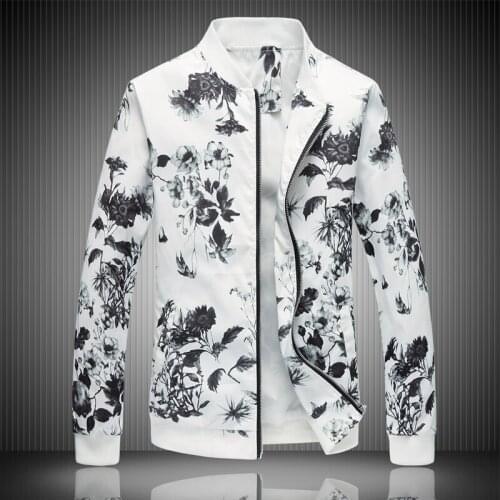 TANG 2019 Spring Mens Jacket Prints, Plus Size Fashion Youth Jacket ,Summer Mens White Suits Coat M-5XL 6XL