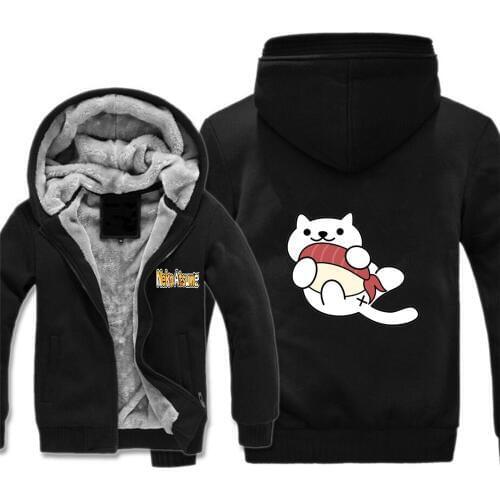Game Neko Atsume jacket cosplay Cartoon Hoodie Mens Coat Jackets Winter Fleece Thick Men Sweatshirt Hoodies