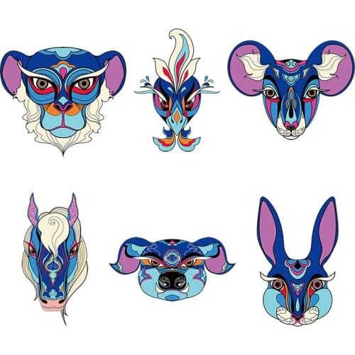Three Ratels QC545 Chinese Zodiac cartoon art stickers Animal cartoon Decal for kids