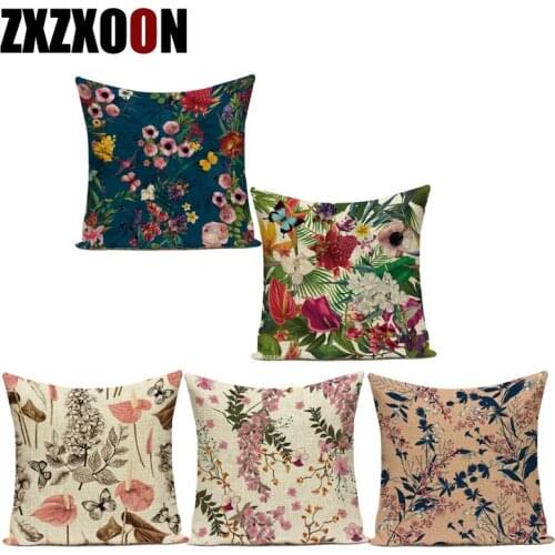 Colorful Flower Cushion Cover 3D Flowers Plant Decorative Cover Pillows Decoration Pillowcase for Car Home Living Room