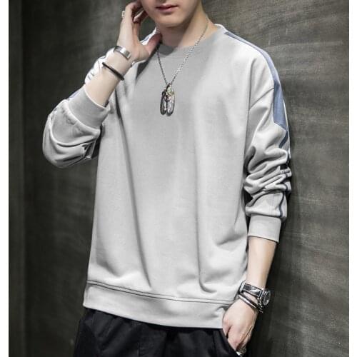 2021 Four Seasons New Korean Mens Round Neck Long Sleeve Sweater Trend Japanese Tops Mens Sweater Base Shirt Hoodie