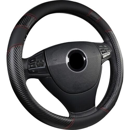 Four Seasons General Motors Steering Wheel Cover Styling 37-38CM/14.5 -15 M Size Carbon Fiber Auto Car Steering Wheel Protector