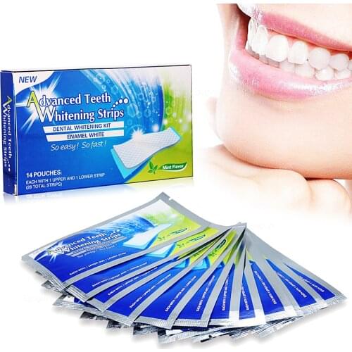28Pcs/14Pairs White Gel Teeth Whitening Strips Oral Hygiene Care Kit Teeth Strips Whitening Bleaching Tools Dental Bleaching Str