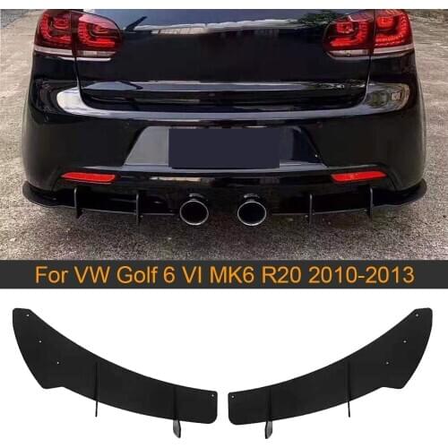 Car Rear Diffuser Lip Splitters Trim For Volkswagen VW Golf 6 MK6 VII GTI R20 2010-2013 Fins Shark Style Splitters ABS Black