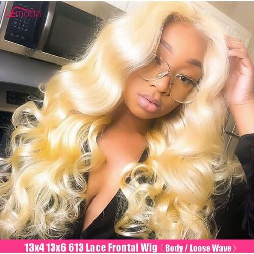 Blonde 613 Lace Frontal Wig 13x6 Body Wave HD Transparent Lace Front Wig Peruvian Remy Loose Wave Human Hair Wig 150 180 Density
