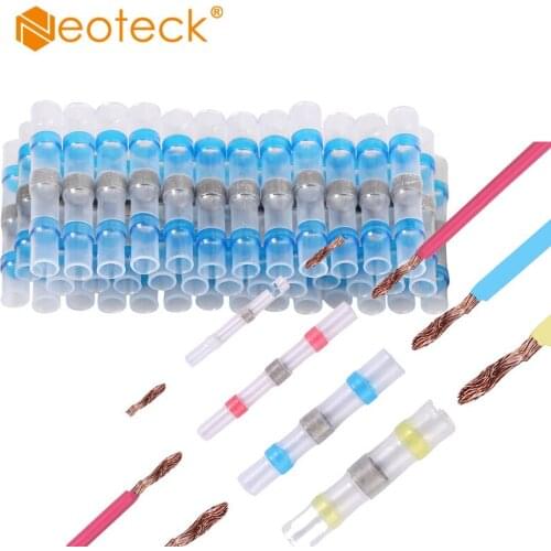 Neoteck 120pcs Solder Seal Wire Connectors Heat Shrink Solder Butt Connectors Solder Connector Kit Automotive Marine Insulated