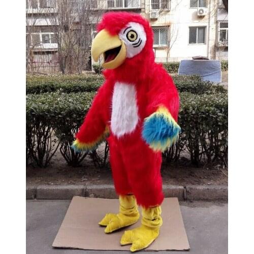 Plush Red Parrot Mascot Costume Suit Cosplay Party Game Animal Fancy Dress Outfit Halloween Adults Size Parade Advertising Xmas