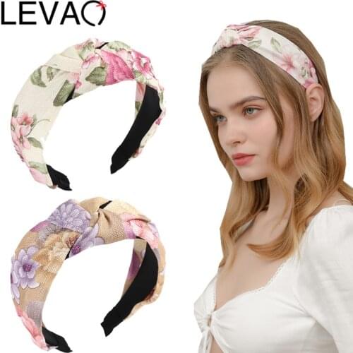 LEVAO Hair Accessories Womens Print Middle Knotted Wide Side Headband Cloth Headband Hair Band Headwear opaska do wlosow
