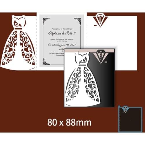 Cutting Dies Laser Cut Template of Wedding Invitation with Bride and Groom for DIY Scrapbooking Photo Album Embossing Paper Card