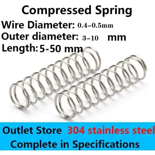 304 Stainless steel Compressed Spring Rotor Return Spring Pressure Spring Line Diameter 0.5mm, External diameter 3-10mm