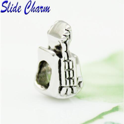 Slide charm Free shipping New European Fashion electronic guitar music charm beads fit Pandora bracelet