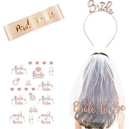 Wedding Decorations Bridal Shower Wedding Veil Team Bride To Be Satin Sash Bachelorette Party Girl Hen Party Decoration Supplies
