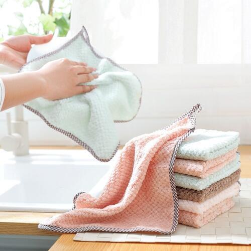 Kitchen Dish Cloth Soft Non Stick Oil Super Absorbent Magic Household Tableware Cleaning Towel Washing Rag Double Sided 25*25