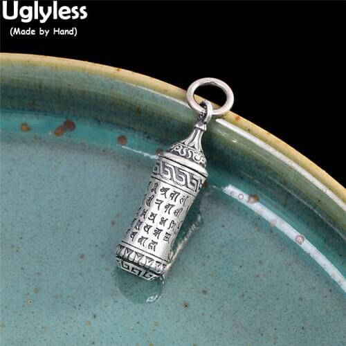 Uglyless Real 999 Silver Open Box Pendants for Men Women Shurangama Mantra Buddhism Jewelry Holy Religious Necklaces NO Chains