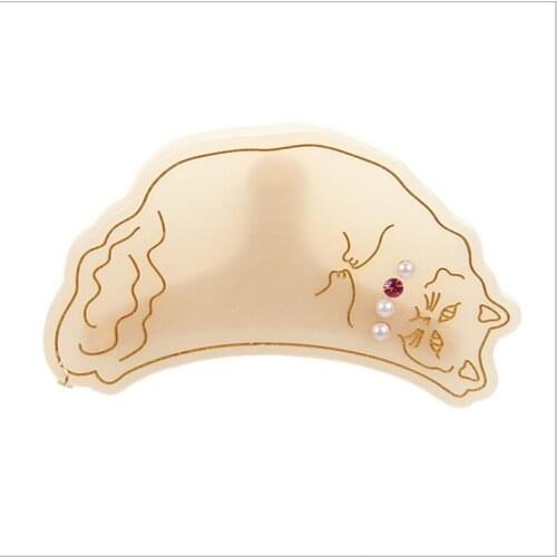 Cute Animal Hairpins Acetate Cat Shape hair claws with pearl hair crab Kitty head accessary Hair Jewelry Headdress hairpins