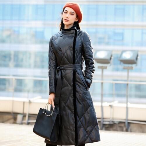 Leather Jacket Women Genuine Leather Jcket Women Duck Down Winter Coat Women Real Mink Fur Coat Chaqueta Mujer AKF-1166 YY888