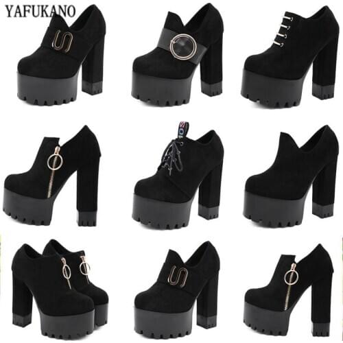 14cm Super High Heels 2020 Sexy Platform Women Ankle Boots Fashion Square Heel Zipper Short Boots Nightclub Party Cocktail Pumps