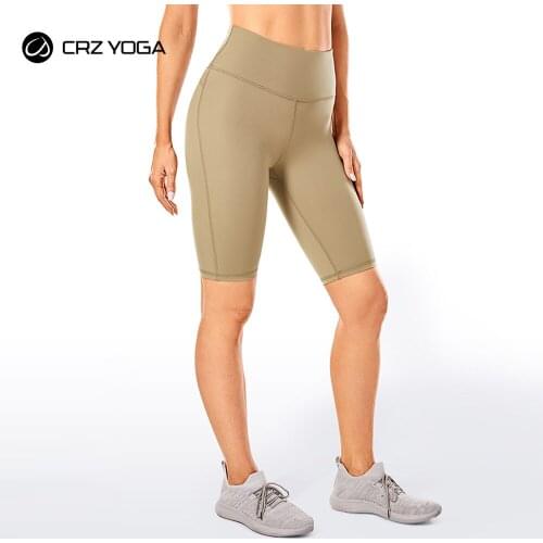 CRZ YOGA Womens Workout Yoga Shorts Tummy Control Athletic Biker Shorts - Naked Feeling Soft - 10 Inches