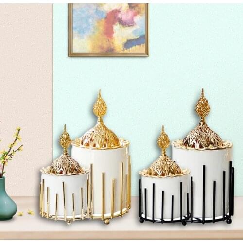 1PC European Incense Burner Metal Ceramic Arab Incense Cones Holder Aromatherapy Diffuser Air Fresheners for Home Hotel Office