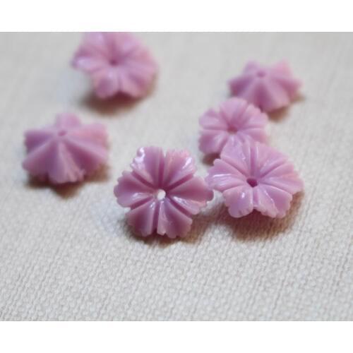 20 pieces/lot) Carved Six leaf Artificial coral beads 8 10mm Light Purple color for Jewelry making