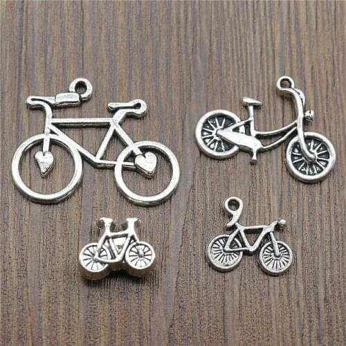 20pcs Bicycle Charms Bicycle Pendants Jewelry Making Bike Charms For Bracelet Making Antique Silver Color