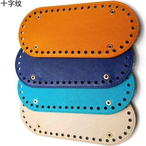 21x9cm Colorful Pu Imitation Leather Hand Bag Bottom Plate Luggage Accessories HandMade DIY Woven Oval Needle Hook For Handbag