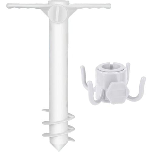 3 Tier Screw Design Anti-Slip Windproof Waterproof Durable Umbrella Pole Holding Tool Sand Anchor 4 Hooks For Sand Outdoor Beach