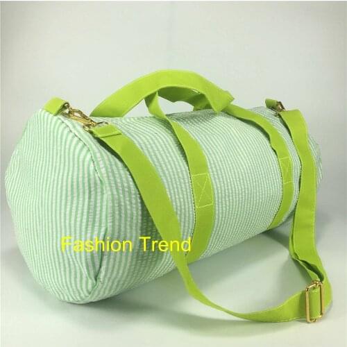 30pcs/lot Popular Design Large Capacity Seersucker Duffle Weekender Bag Colorful Overnight Bag Stripe Pattern