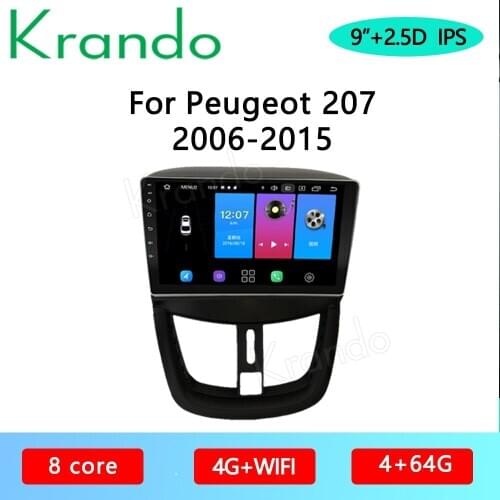 Krando Android 10.0 9" IPS Full Touch Car Multimedia Radio For Peugeot 207 2006-2015 Audio GPS Carplay DSP WIFI Bluetooth