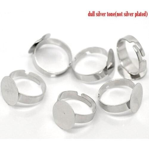 Free shipping!!!!!500pcs/lot Silver Tone Adjustable Ring Base Blank Glue-on 18.3mm