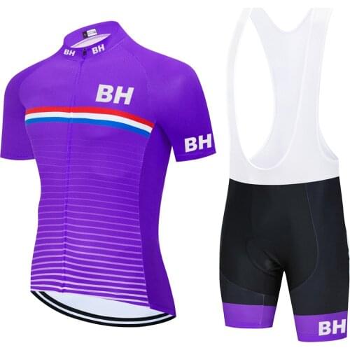 BH Bicycle Team Short Sleeve Maillot Ciclismo Mens Cycling Jersey Kits Summer Breathable Cycling Clothing Sets 20D PAD