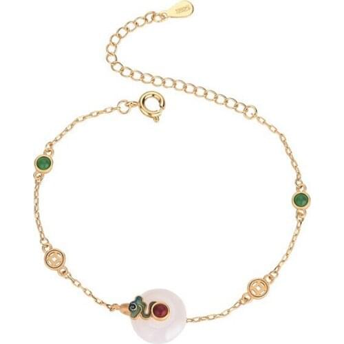 2021 Retro Style Safe Buckle Bracelets Hand-Woven Colorful Natural Stone Bracelet Women Girl Jewelry