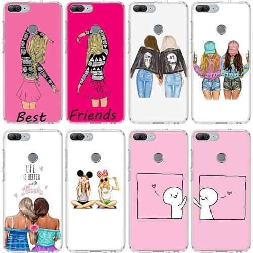 Best Friends BFF Matching Case For Huawei Honor 10 9 20 Lite 9X 8X 8A Pro 7A 7X Y5 Y6 Y7 Y9 2019 V20 V30 Soft Phone Cover Coque