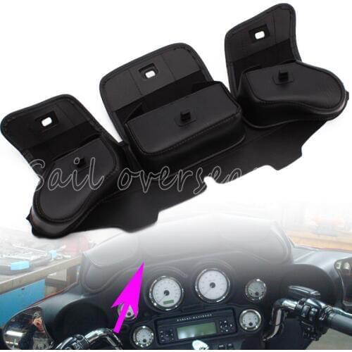 Black Windshield Bag Motorcycle Saddlemen Fairing 3 Pouch Bag Fits For Harley Touring Electra Street Glide Road King 1986-2013