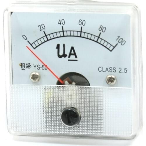DC 0-100uA 100uA Analog Ammeter Panel AMP Current Meter Gauge Amperemeter Amperimetro DH50-100UA 50*50mm