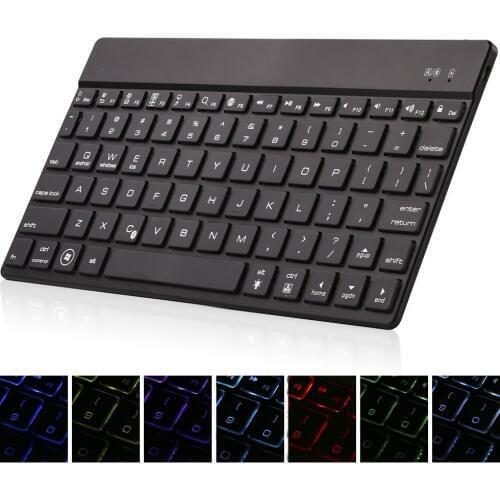 For iPad Pro 12.9 2018 Tablet Premium Portable Slim Rechargeable 7 Colors LED Backlit Aluminum Wireless Bluetooth Keyboard