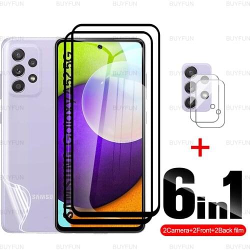 Camera Film For Samsung A52 5G Anti-scratch Black edge glass+Back Hydrogel Film for samusng galaxi a32 a72 a42 5G a12 m12 film
