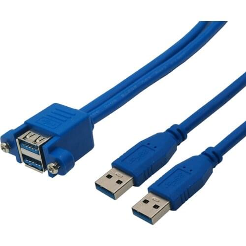Double Port USB3.0 Male To Double USB 3.0 Female Extension Cable USB3.0 Male To Female Panel Cable Baffle Cable 0.5m