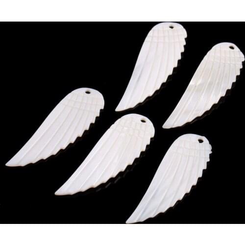 Wings shape natural shell pendant white color DIY jewelry for bracelet Earrings sold 2Pcs /pack Size 14x41mm