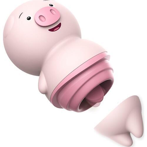 Cute Pig Tongue Licking Vibrator Vagina Clitoris Stimulator 6 Modes Nipple Massager Sex Toys for Woman Female Masturbator