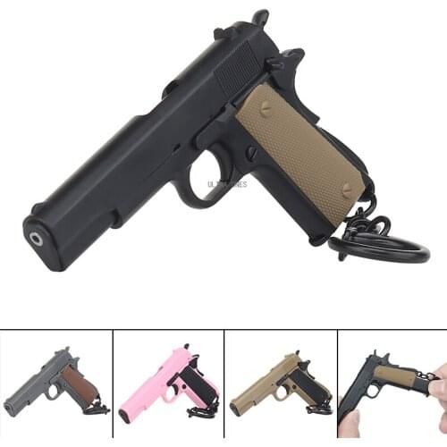 1911 Model Key Rings Tactical Pistol Shape Keychain Mini Portable Decorations Detachable Hiking Cs Army Gun Weapon Keys Holder