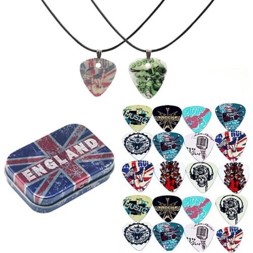 SOACH pick Set contain 20pcs guitar picks,2pcs Guitar Pick necklace,1pc Iron box guitar part & Accessories Musical Instrument