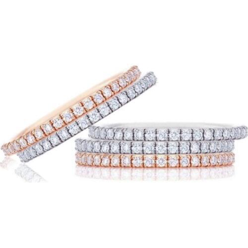 Real Solid 100% 925 Sterling Silver Diamond Rings finger Solitaire Simple Round Thin Rings for Women Element Band Ring jewelry