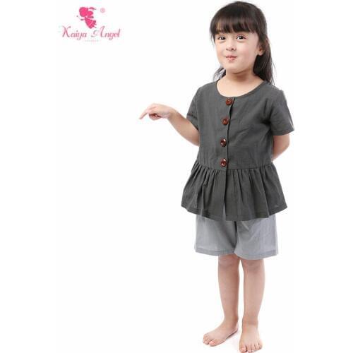 Kaiya Angel 2019 New Summer Baby Girl Outfits Set Simple Style Shorts And Pollover Ruched Short Sleeve Casual Factory Wholesale